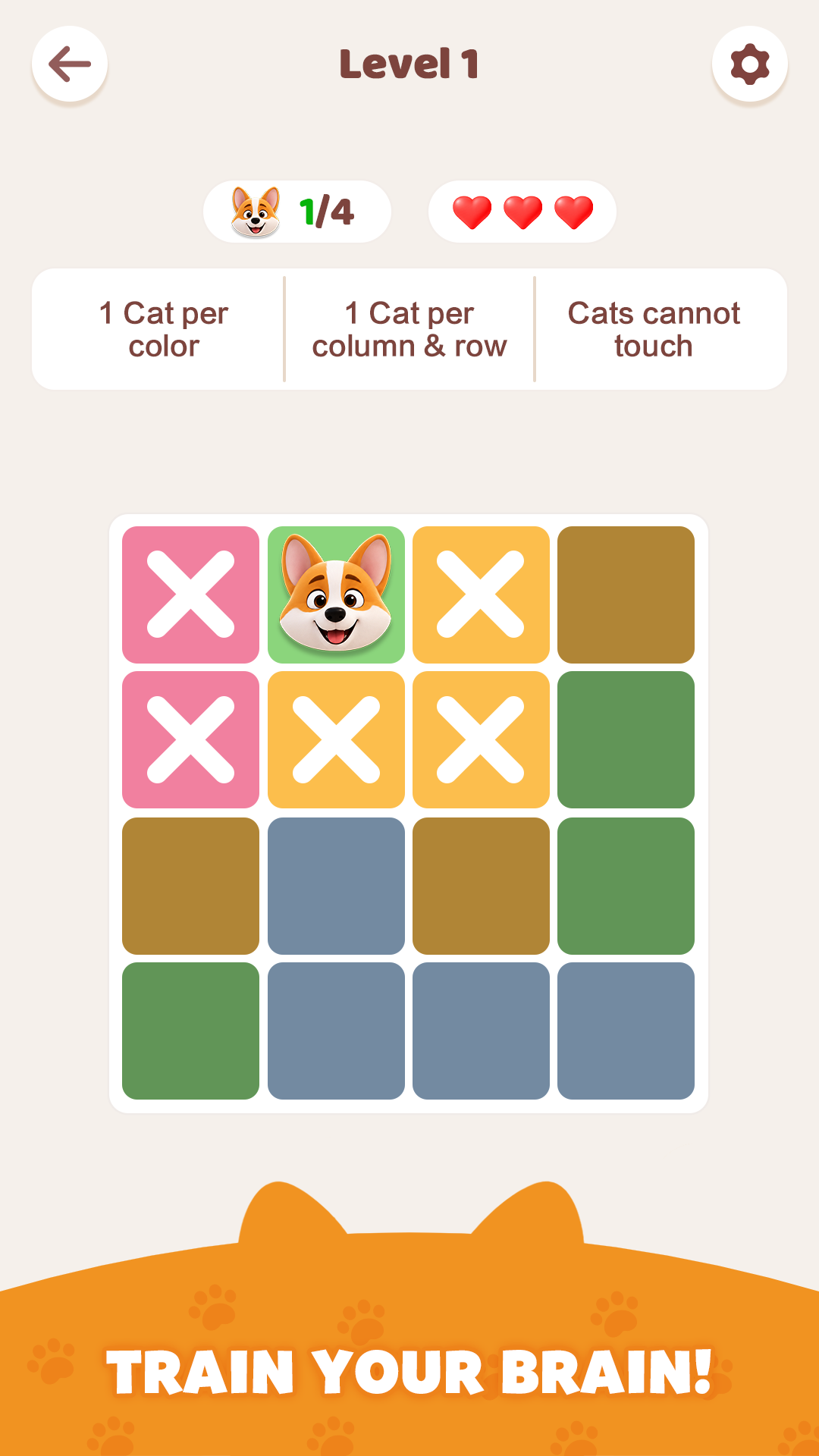 Cozydoku puzzle board showing placement rules and colored regions