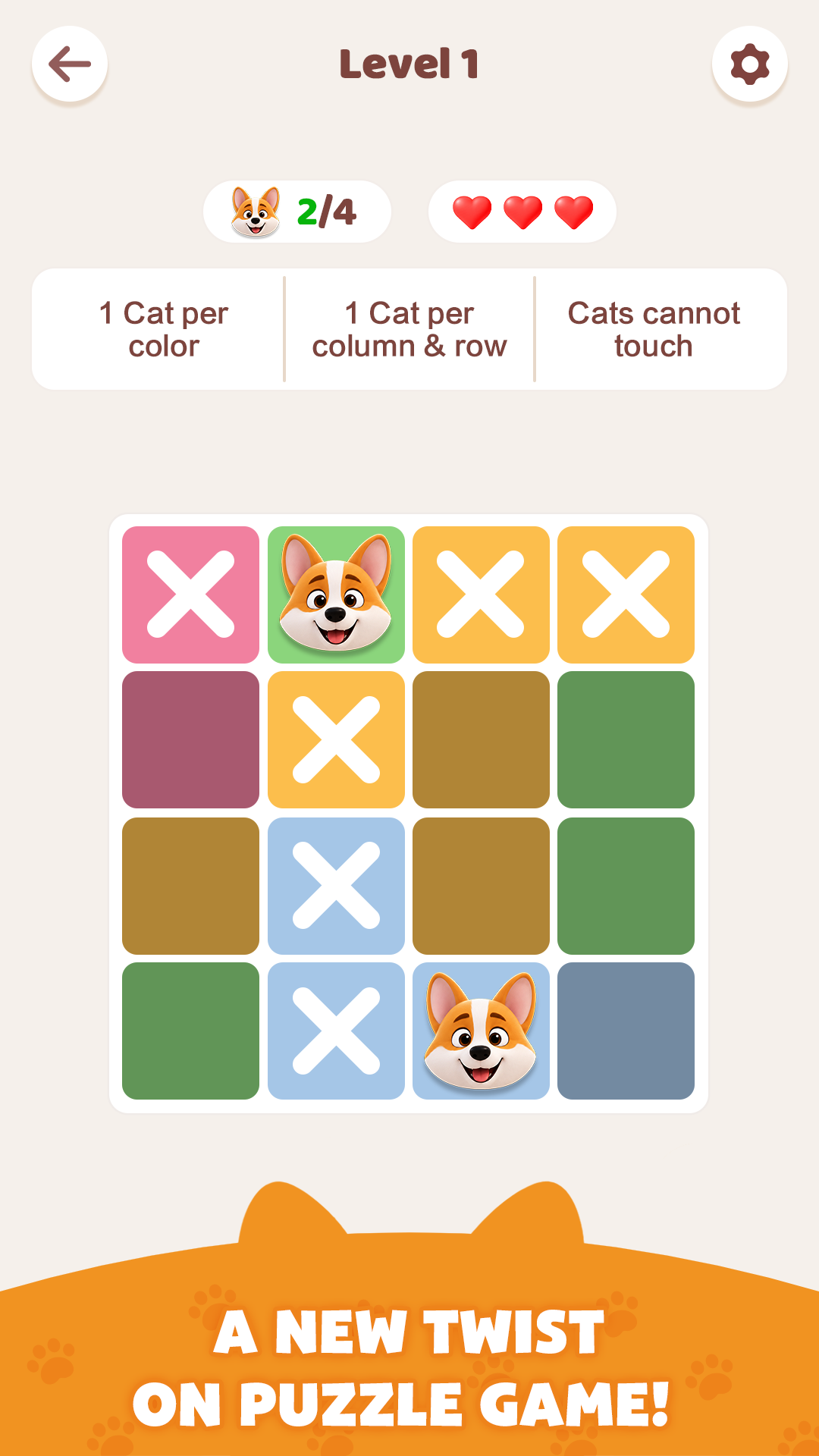 Cozydoku colorful grid puzzle with corgi logic gameplay